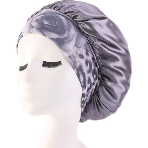 Womens Sleeping Caps Ladies Quality Satin Solid Wide-brimmed High-elastic Hat Fashion Hair Care Bonnet Nightcap For Female