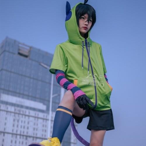 Anime SK8 the Infinity MIYA Cosplay Costume Women Cute Cat Ear Hooded Coat+Pants+Tail Halloween Carnival Uniforms Custom Made