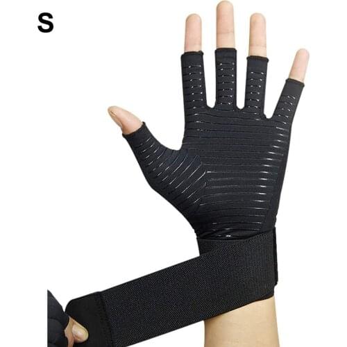 1 Pair Compression Arthritis Gloves Women Men Joint Pain Relief Half Finger Brace Therapy Wrist Support Anti-slip Therapy Gloves