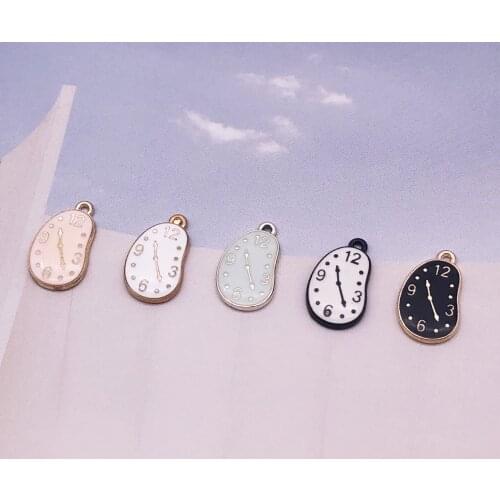 10PCS/Lot Oil Drop Charms Cute Irregularity Clock Enamel Charms Alloy Pendant Fit Necklaces Bracelets DIY Jewelry Accessories