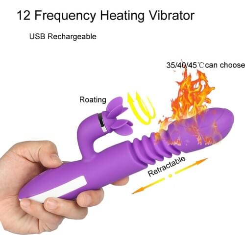 12 Frequency Heating Vibrating Spear Retractable Vibrators Roating Clitoris Stimulator G-Spot Vagina Massager Sex Toys For Women