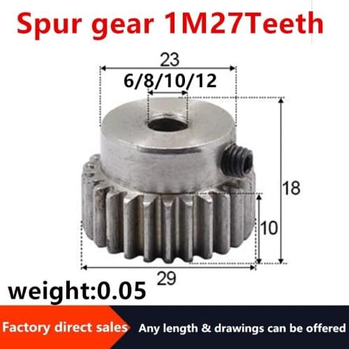 2Pcs 1Modulus=1M 27Teeth Inner Hole/6/8/10/12mm Spur Gear Metal Motor Boss/Convex Gear Gear Rack Transmission