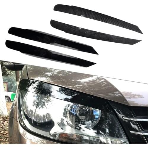 2Pcs Car Front Headlight Eyelid Trim For Volkswagen Touran 2011 2012 2013 2014 2015 ABS Plastic Gloss Black/Carbon Fiber