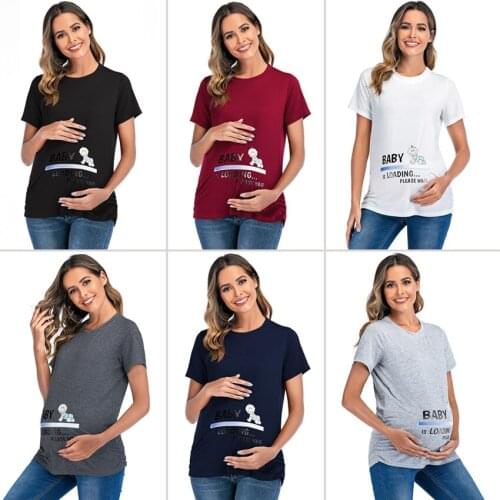 2020 European and American style plus size womens short-sleeved pregnant women printed T-shirt fashion maternity dress