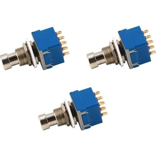 3Pcs 9-Pin 3PDT Guitar Effects Pedal Box Stomp Foot Metal Switch True Bypass Blue