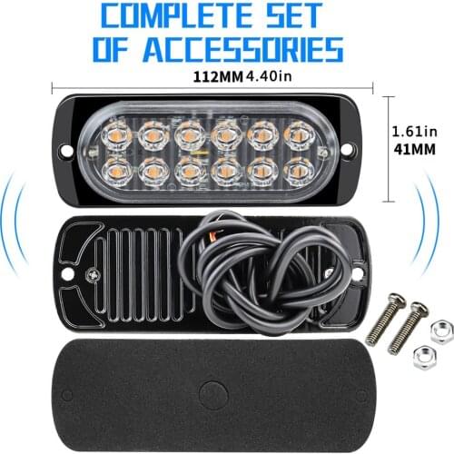 4pcs 12 Strobe Led Amber Hazard Beacon Emergency Flashing Side Marker Light Bars Turn Signal Light Brake Light