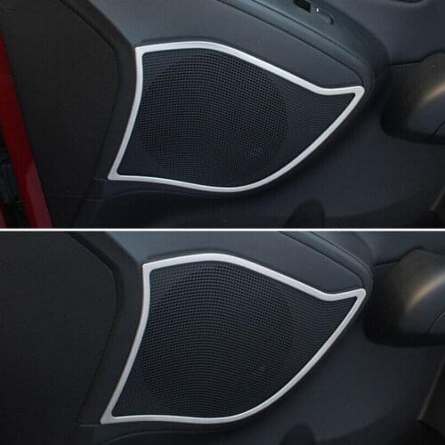 4x Stainless Car Inner Side Door Sound Audio Speaker Ring Frame Cover Trim Sticker Fit For Hyundai IX35 2010-2014 Car Styling