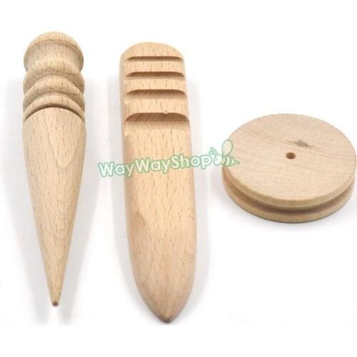 5 Pcs Leather craft Round Flat Wood Edge Slicker Multi-Size Burnisher Trimming tools