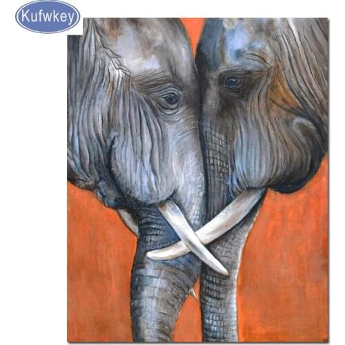 Two kiss elephant Diamond Painting Full Square/round drill Mosaic Rhinestones of Pictures 5d diy Diamond Embroidery animal.arts