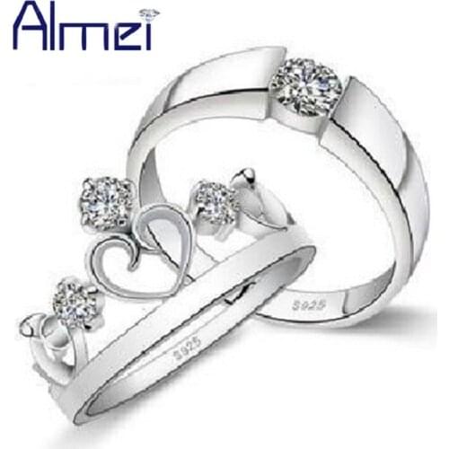 Almei Wedding Rings Sterling Silver Jewelry Ring Anel Feminino Jewelry Summer Style Fashion Casamento Love Charm Cheap J413