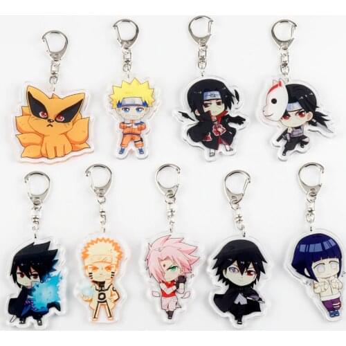 1PC Cartoon Character Comics Naruto Key Chain PVC Anime Figure Double Side Keyring Keychain Kid Toy Key Holder Trinket Men Gift