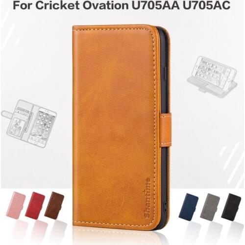Flip Cover For Cricket Ovation U705AA U705AC Business Case Leather Luxury With Magnet Wallet Case Phone Cover