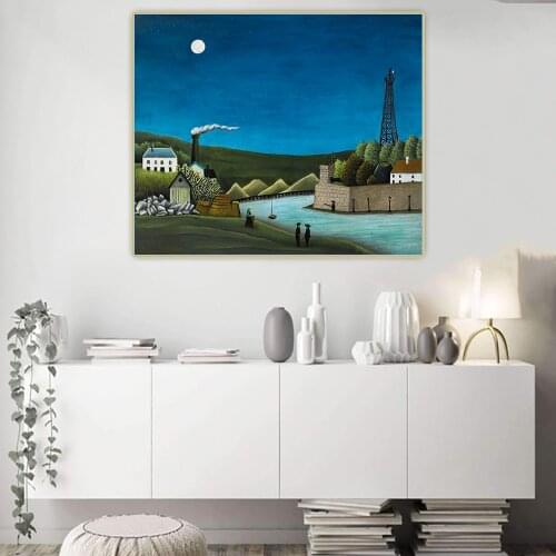 Citon Henri Rousseau《The Seine at Suresnesl》Canvas Oil Painting Artwork Poster Picture Wall Background Decor Home Decoration