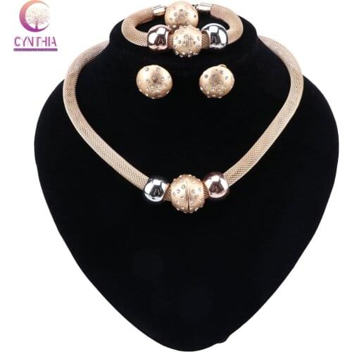 CYNTHIA Jewelry Dubai Women Jewelry Sets African Bridal Wedding Gold Jewelry Set Charm Necklace Earrings Ring Bracelet