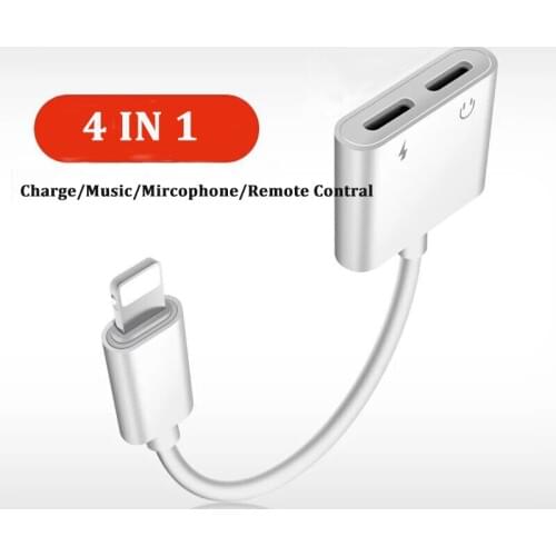 DanYee Double Interface Portable Connector 4 in 1 Splitter Charger Audio Headphone Adapter for iPhone X/7/8P