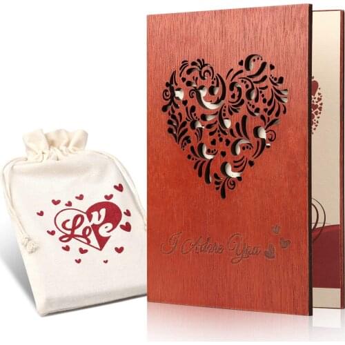 Wooden Anniversary Card - Handmade Wooden Greeting Card/Birthday Cards/Wedding Anniversary Card/Wife Anniversary Card