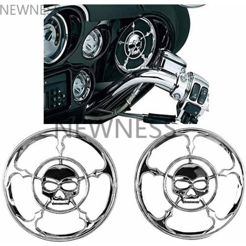 Motorcycle Parts Chrome 5-1/2" 140mm Speaker Skull Grill Trim Cover For Harley Davidson Electra Street Glide 2014-2017