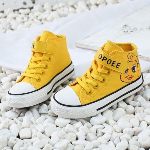 Kids Sneakers 2021 New Spring Autumn Girls Canvas Shoes Breathable Cartoon Duck Student Fashion Sneakers Chaussure Enfant Fille