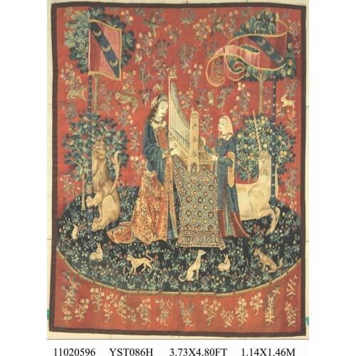 Antique French walls tapestry Aubusson Style Hand Woven Cross Stitch Rectangular Antique floor Kits