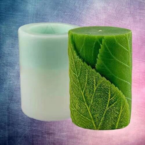 Cylinder Candle Mold Silicone Mold Cylinder With Leaves 3d Candle Mold Cylinder Shape Diy Candle Mold