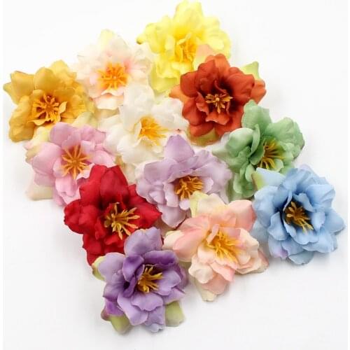 10pcs/lot 5cm Orchids Silk Artificial Flower Wedding Party Home Decor DIY Wreath Scrapbook Gift Box Craft Fake Flower