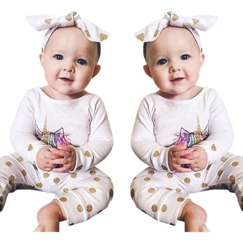 Newborn Baby Girl Clothes Set 2018 Autumn New Baby Clothing Sets Baby Girls Boys Long Sleeve Tops Pants Headband 3pcs Outfits