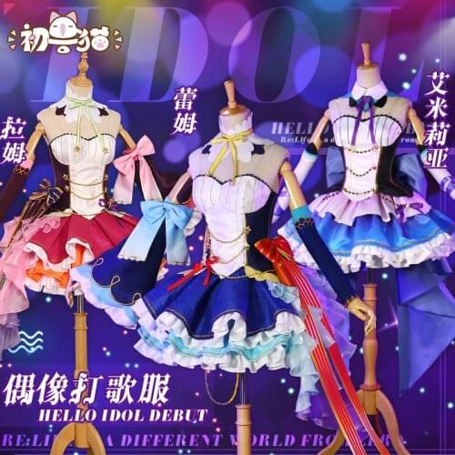 Rem Ram Emilia Re:Life in a different world from zero Hello Idol Debut Cosplay Costume Free Shipping F