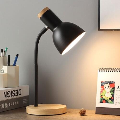 Nordic Creative Study Desk Lamp Led Eye Protection Desk College Student Dormitory Reading Modern Bedside Simple Wooden Desk Lamp