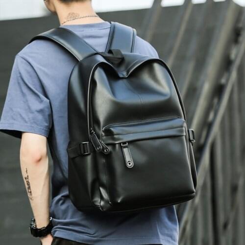 Backpack Mens European and American Mens Bag Fashion Trendy Bag School Bag Soft Leather College Style for Young Students