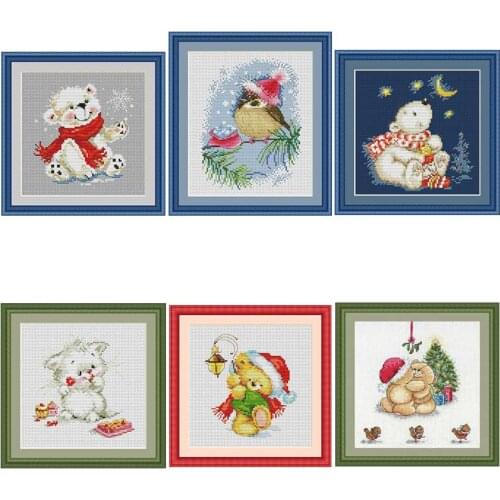 Cartoon animals patterns counted 11CT 14CT Cross Stitch Sets DIY Chinese Cross-stitch Kits Embroidery Needlework