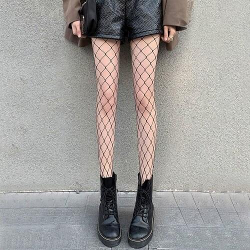 2021 New Womens Casual Fishnet Tights Waist Fishnet Stockings Sexy Black Thigh High Stockings Pantyhose four Seasons Can Wear