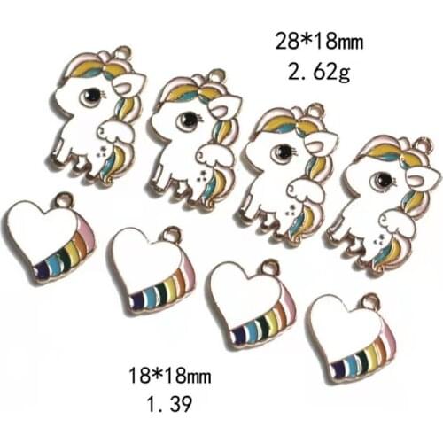 New Dripping Oil Unicorn Love Balloons Alloy Jewelry Accessories DIY Handmade Accessories Rubber Band Earrings Bracelet Pendants