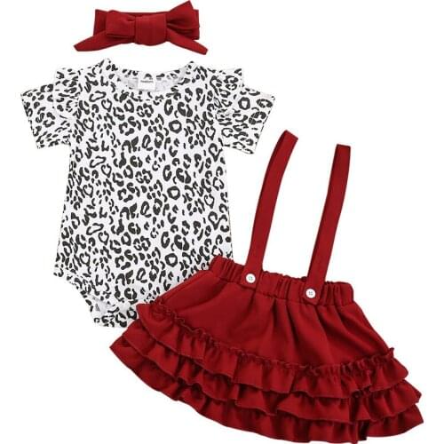 Newborn clothes spring summer new romper suspender skirt with headwear suit cute leopard suit for baby girl baby girl clothes