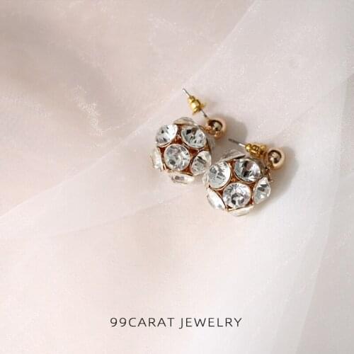99 carat autumn new European and American style light luxury shiny spherical sparkle Diamond Fashion Earrings female workplace c