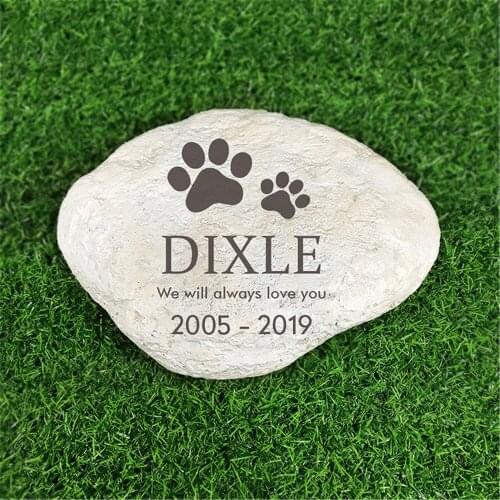 Personalized Resin Pet Memorial Stones For Paw Print Garden Stones Grave Markers For Outdoor garden decoration 11"×8" JSYS