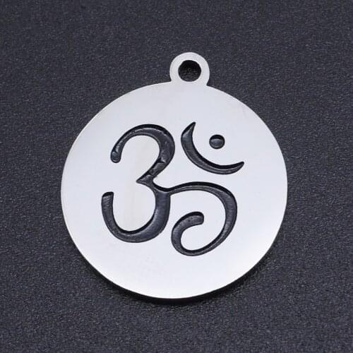 5pcs/lot 100% Stainless Steel OM Charms Pendants Wholesale Jewelry DIY Making Charms Top Quality Bracelets Pendants