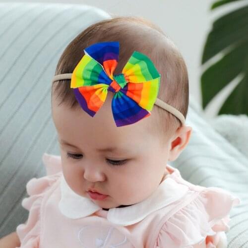 30 Pcs/Lot Baby Girl Hand Tired Hiarbow Headbands Elastic Soft Nylon Hairband For Newborn Toddler and Children