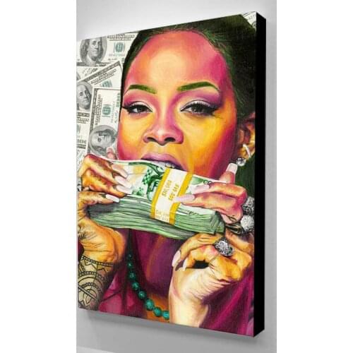Prints Home Decor American Dollar Canvas Painting Beautiful Woman Wall Art Modern Modular Money Pictures For Living Room Poster
