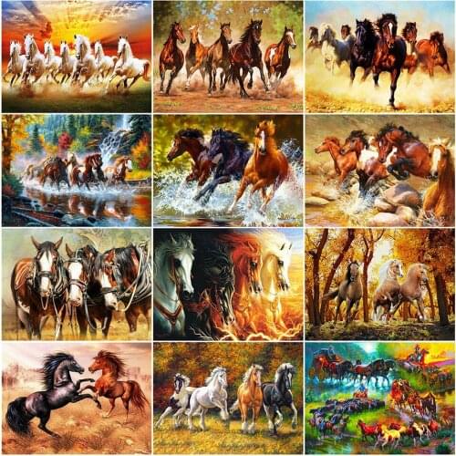 AZQSD Coloring By Numbers Horse Handicraft Handmade Gift Drawing On Canvas Paint By Number Animal Home Decor