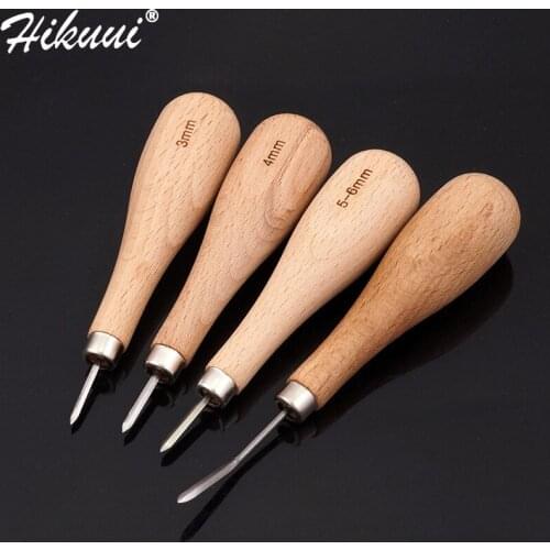 1pcs Wooden Diamond Rhombus Awl 3mm 4mm 5-6mm DIY Leather Stitching Sewing Leather Craft Awl Leathercraft Punch Tool