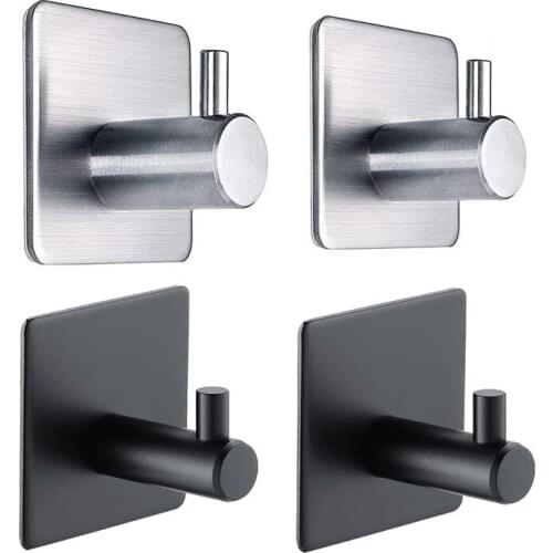 Self Adhesive Home Wall Door Aluminum Hook Multi-Purpose Storage Hooks For Kitchen Bathroom Coat Rustproof Hook Hanger Hardware
