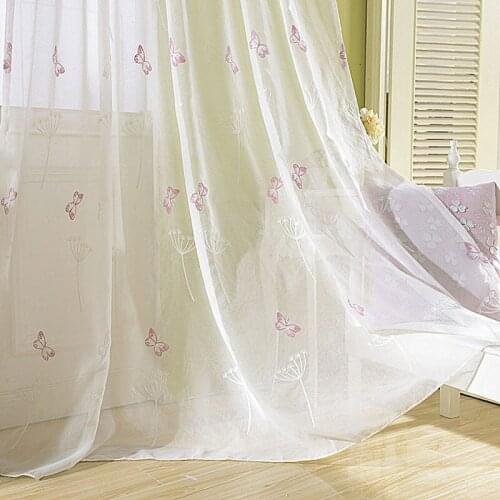 1PC Tulle Sheer Curtains Dandelion Embroidery Window Curtains Translucidus Modern Decorations For Living Room