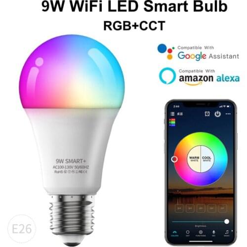 WiFi Smart Bulb 9W RGB Corlorful Dimmable Timer Function Light Or Remote Controller Lamp Work With Alexa Google Assistant