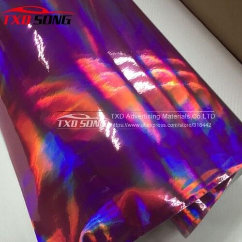 Premium quality Pink holographic Rainbow Sticker Car film Laser car wrap film Holographic chrome sticker By free shipping