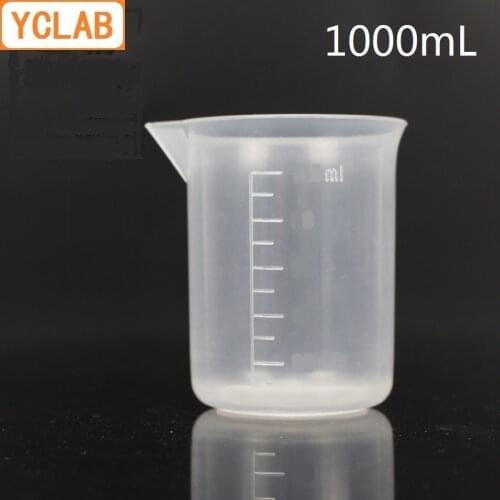 YCLAB 1000mL Beaker PP Plastic 1L Low Form with Graduation and Spout Polypropylene Laboratory Chemistry Equipment