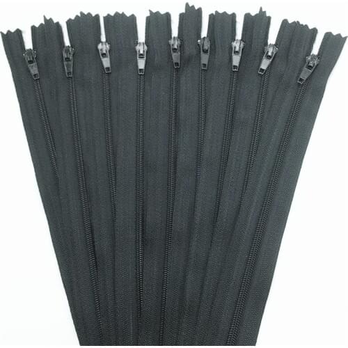 10pcs black color 3# 15/20/25/30/35/40/45/50/55/60CM (6-24inch) Closed Nylon Coil Zippers Tailor Sewing Craft