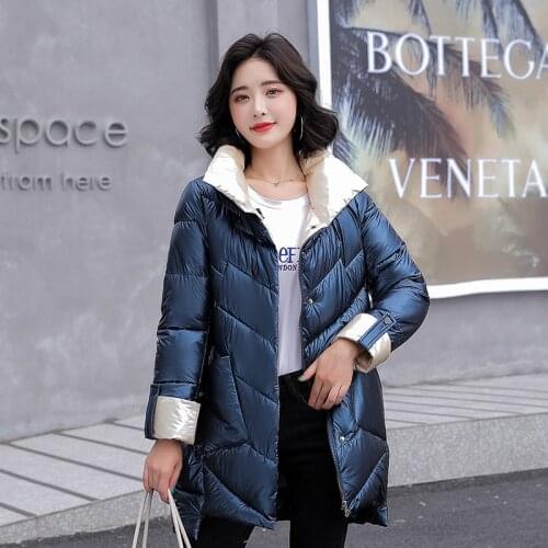 Winter Jacket 2021 New Womens Parkas Long Coat Thick Glossy Down Cotton Jacket Female Casual Warm Cotton Padded Parka Outwear