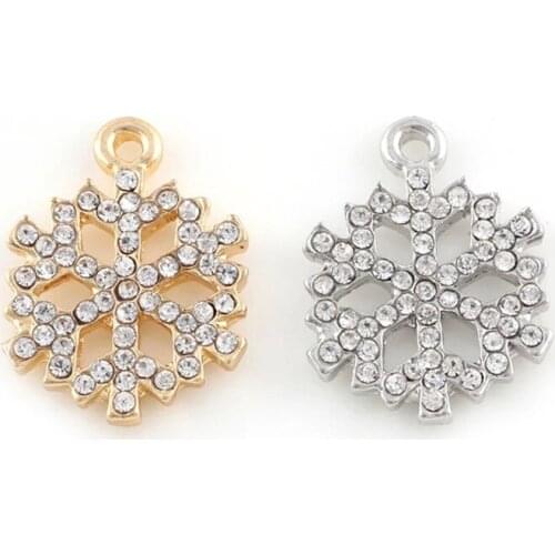 10pcs/lot Snow Rhinestone Dangle Handmade Charms Pendant DIY for Bracelet Necklace Bag