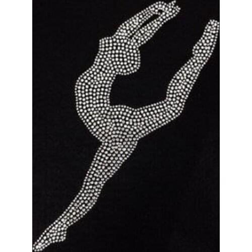 2pc/lot Dancer gymnast Rhinestone Iron on T Shirt Design hot fix rhinestone motif designs iron on crystal transfers design