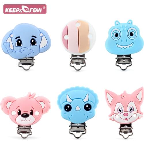 3pcs Silicone Baby Pacifier Clip Holder Cartoon DIY Baby Teething Pacifier Clips Chain Food Grade Silicone Teether Dummy Product